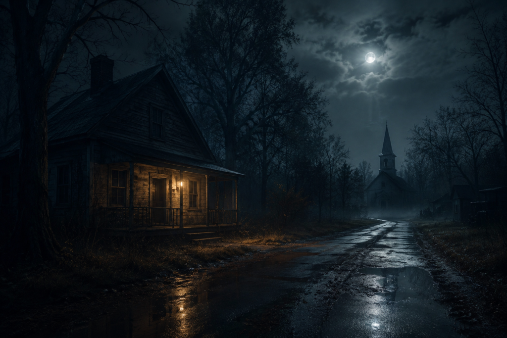house on dark street